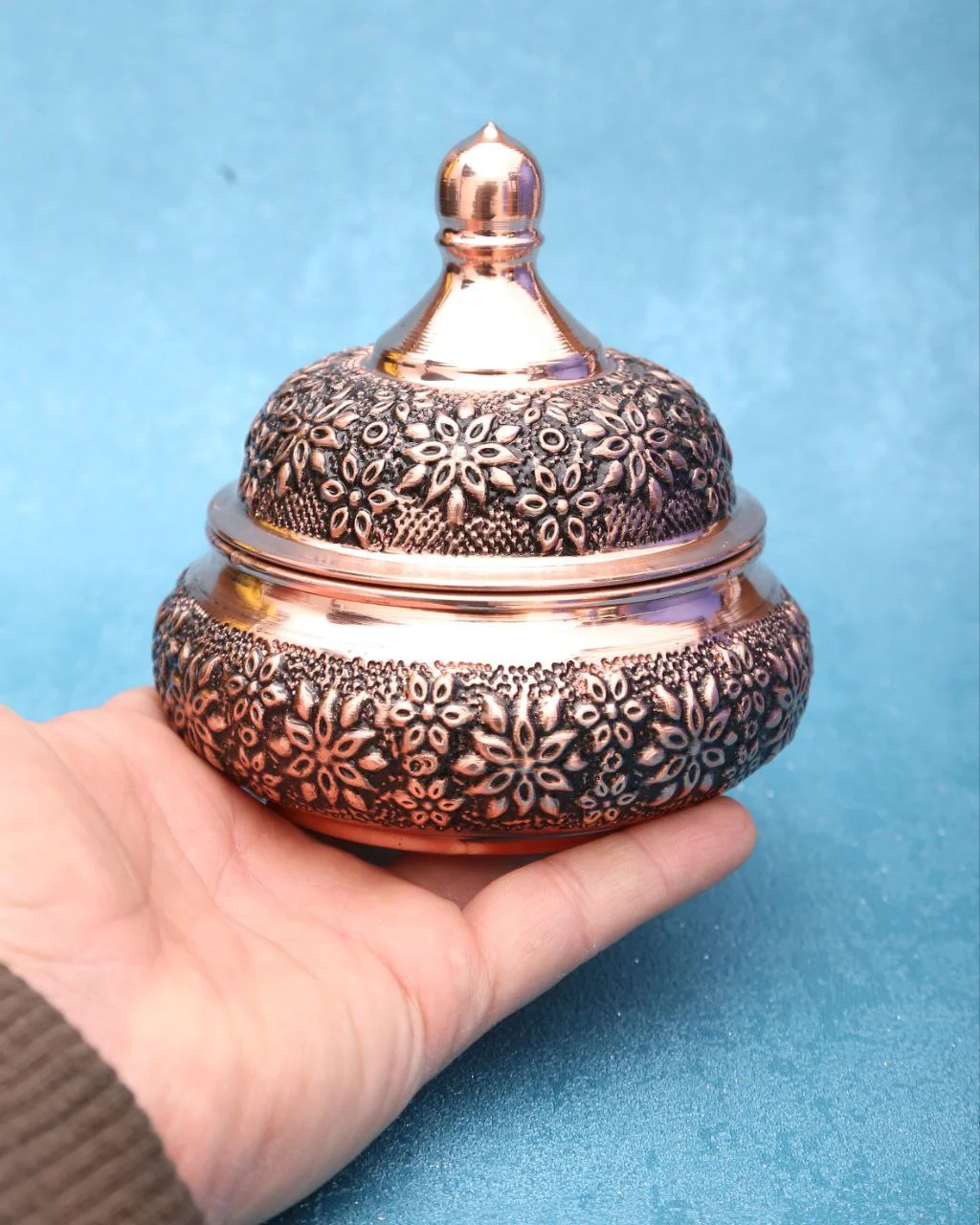 قندان مسی ریزگل بدون پایه سفینه ای