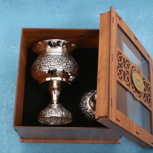 کادویی مسی قندان مسی با جعبه چوبی