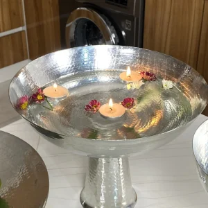 میوه خوری مسی دست ساز پایه بلند با آبکاری کروم