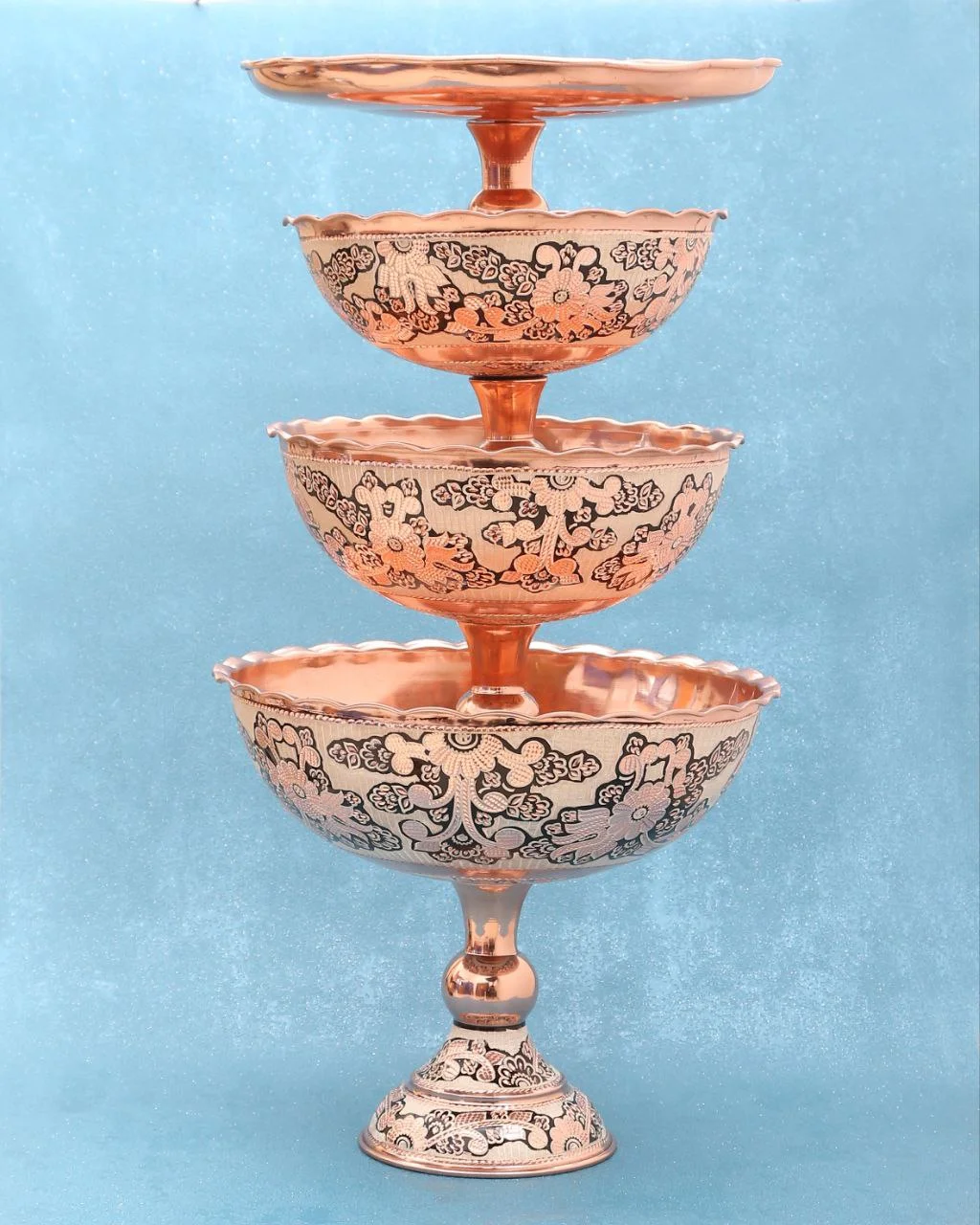 سرویس پذیرایی مسی نقرهکوب چهارتیکه،