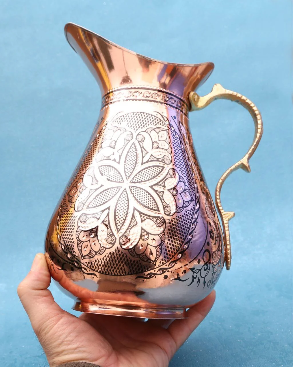 پارچ مسی تراش مدل اردکی بزرگ