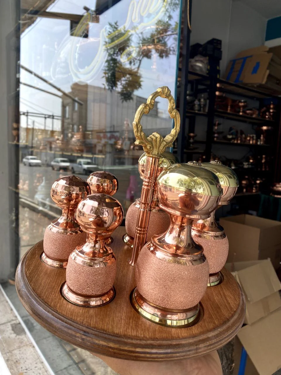 جاادویه مسی و نمکدان مسی شنی