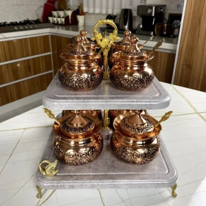 جاادویه مسی ۸ عددی با استند چوبی وکیوم