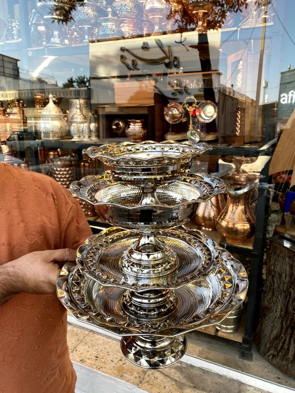 سرویس پذیرایی مسی فضلی با آبکاری کروم