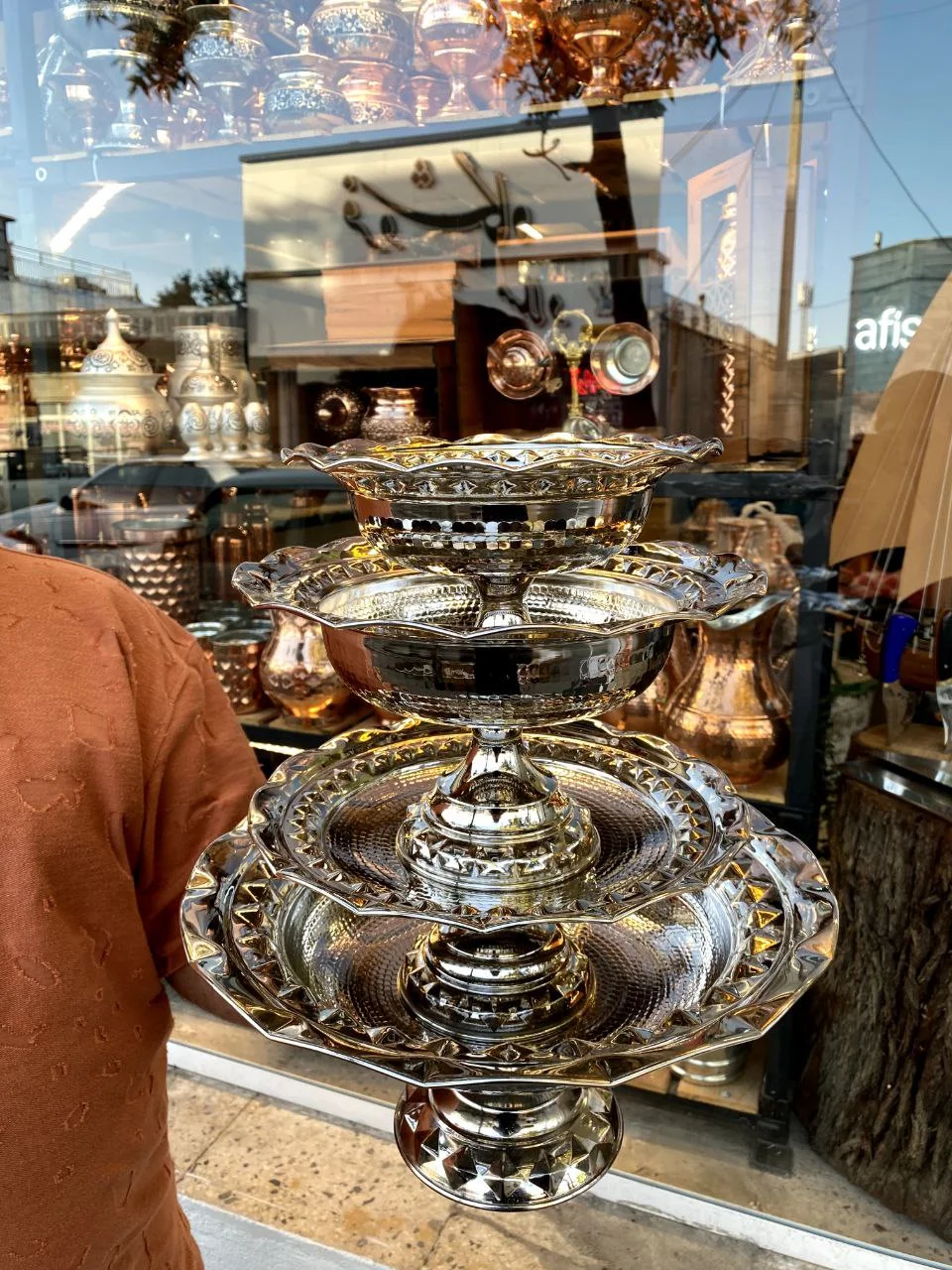 سرویس پذیرایی مسی فضلی با آبکاری کروم