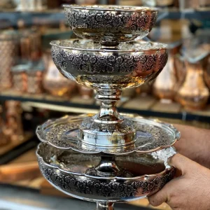 سرویس پذیرایی مسی گلبرگ با آبکاری کروم