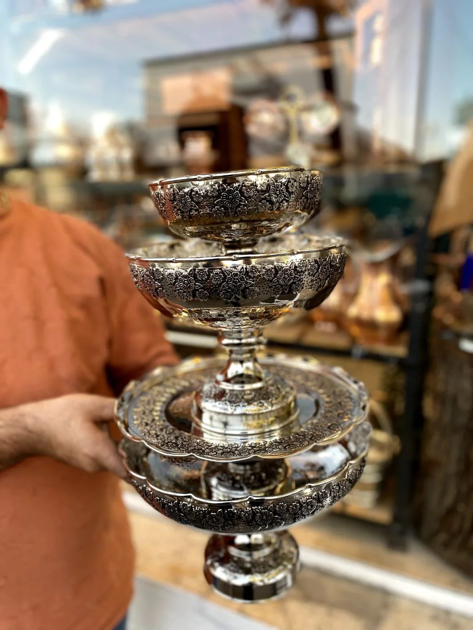 سرویس پذیرایی مسی گلبرگ با آبکاری کروم