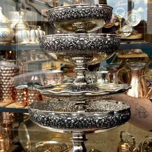 سرویس پذیرایی مسی گلبرگ نرگس با آبکاری کروم