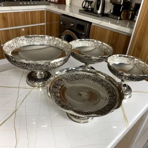 سرویس پذیرایی مسی گلبرگ که گل با آبکاری کروم