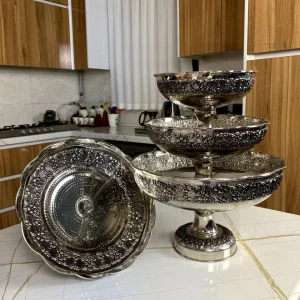 سرویس پذیرایی مسی گلبرگ مه‌گل با آبکاری کروم