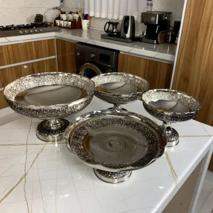 سرویس پذیرایی مسی گلبرگ که گل با آبکاری کروم