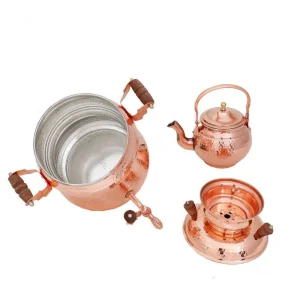 سماور روگازی مسی 4 لیتری همراه با قوری