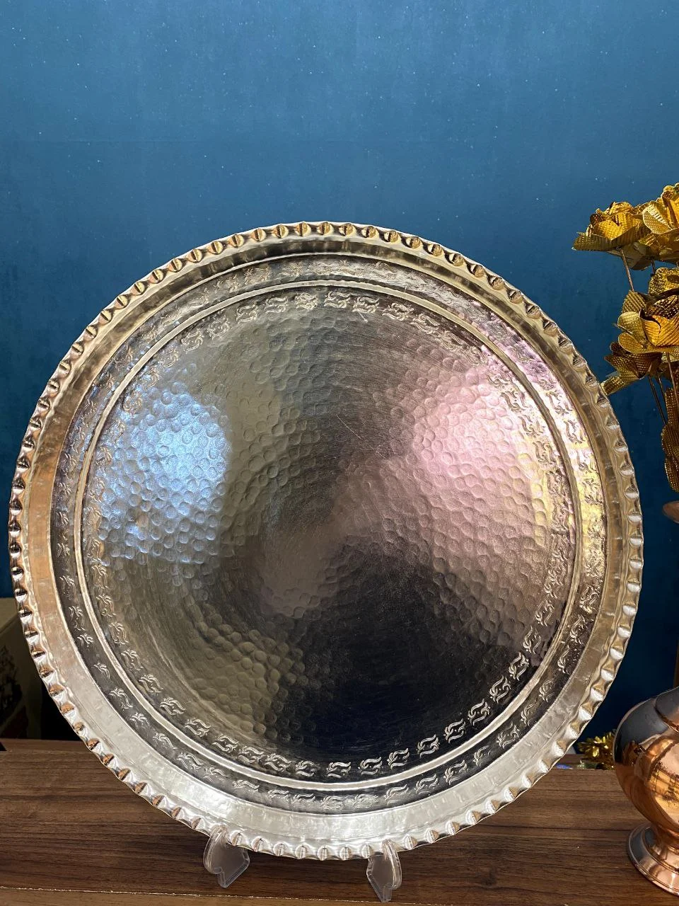 سینی مسی تمام دست ساز دو رو قلع