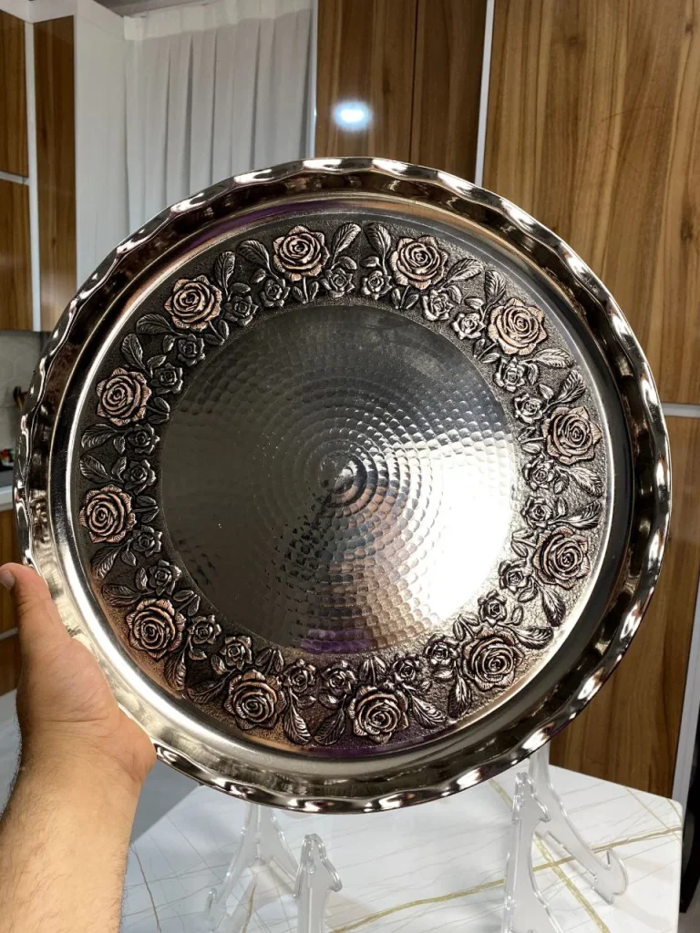 سینی مسی گلبرگ رز با آبکاری کروم سایز 43