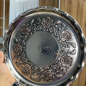 سینی مسی گلبرگ رز با آبکاری کروم