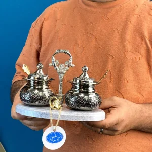 پاسماوری مسی ۲ عددی با استند بیضی چوبی با آبکاری کروم